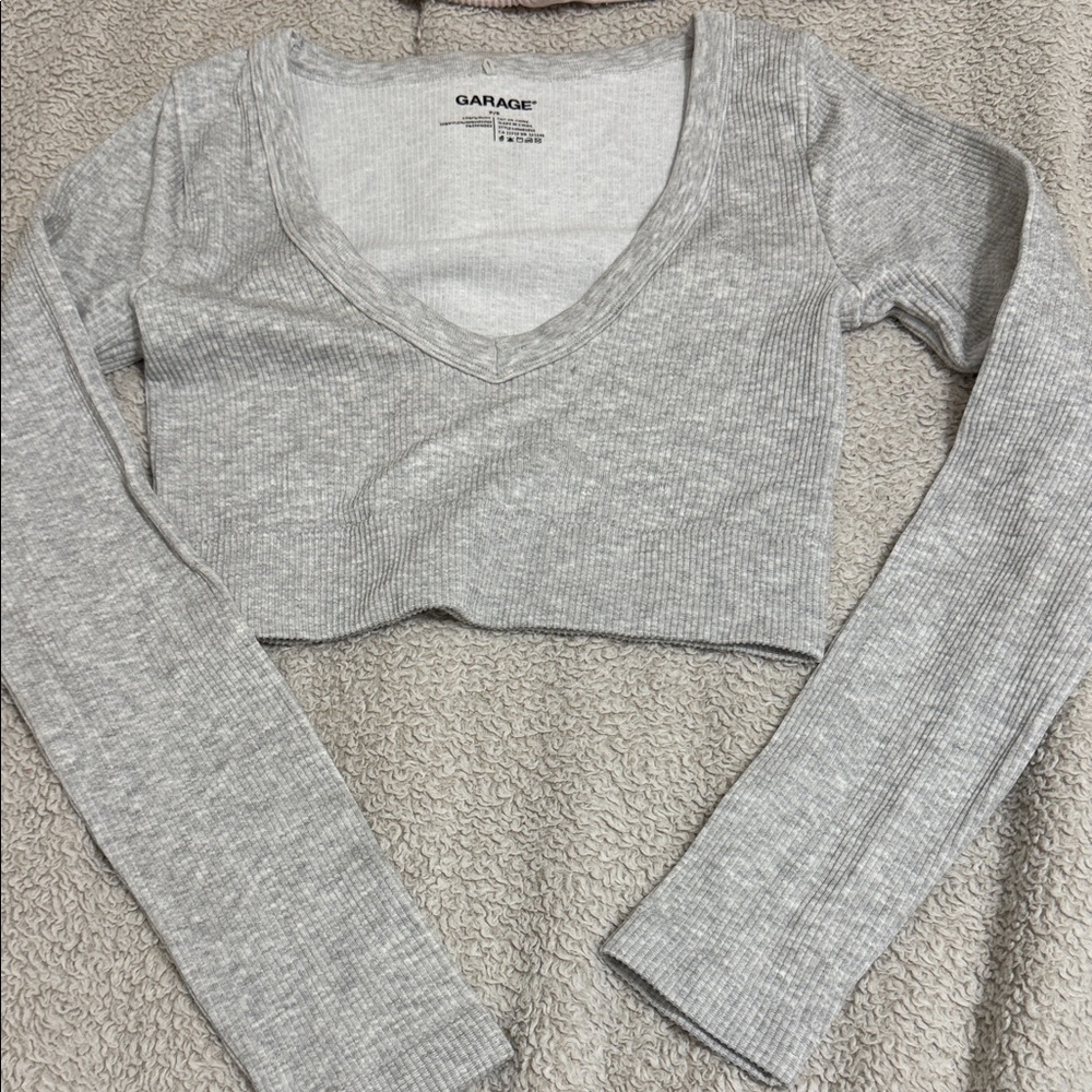 Garage Light Gray V-Neck Crop Top